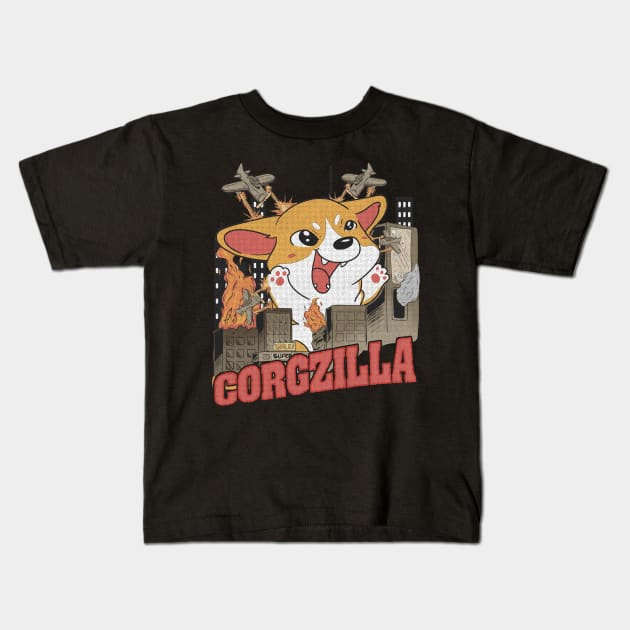 Corgzilla Kids T-Shirt by FanaticTee